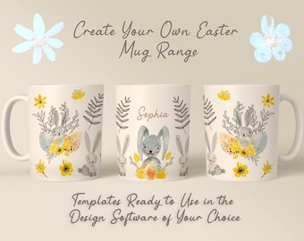 Sublimation Design | Mug Template | Easter PNG | Watercolour Bunnies | Digital Download | Commercial Use