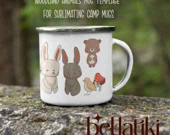 Sublimation Design | Mug Template | Springtime PNG | Woodland Animals | Digital Download | Commercial Use
