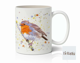 Conception de sublimation d'emballage de tasse de Robin : oeuvre d'art originale d'oiseau (téléchargement numérique)