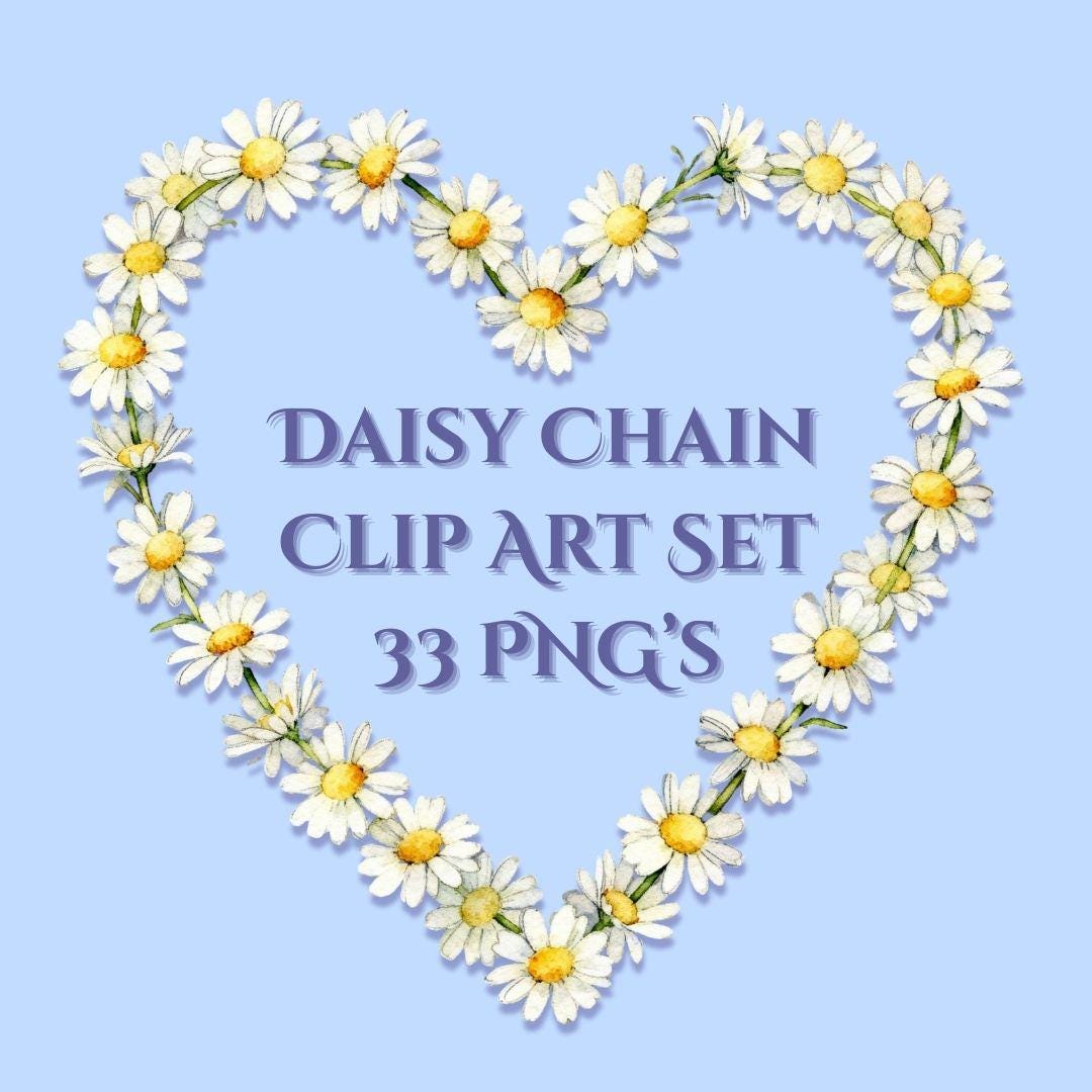Daisy Chain Clipart Bundle | Watercolor Floral PNG Graphics (33 Files ...