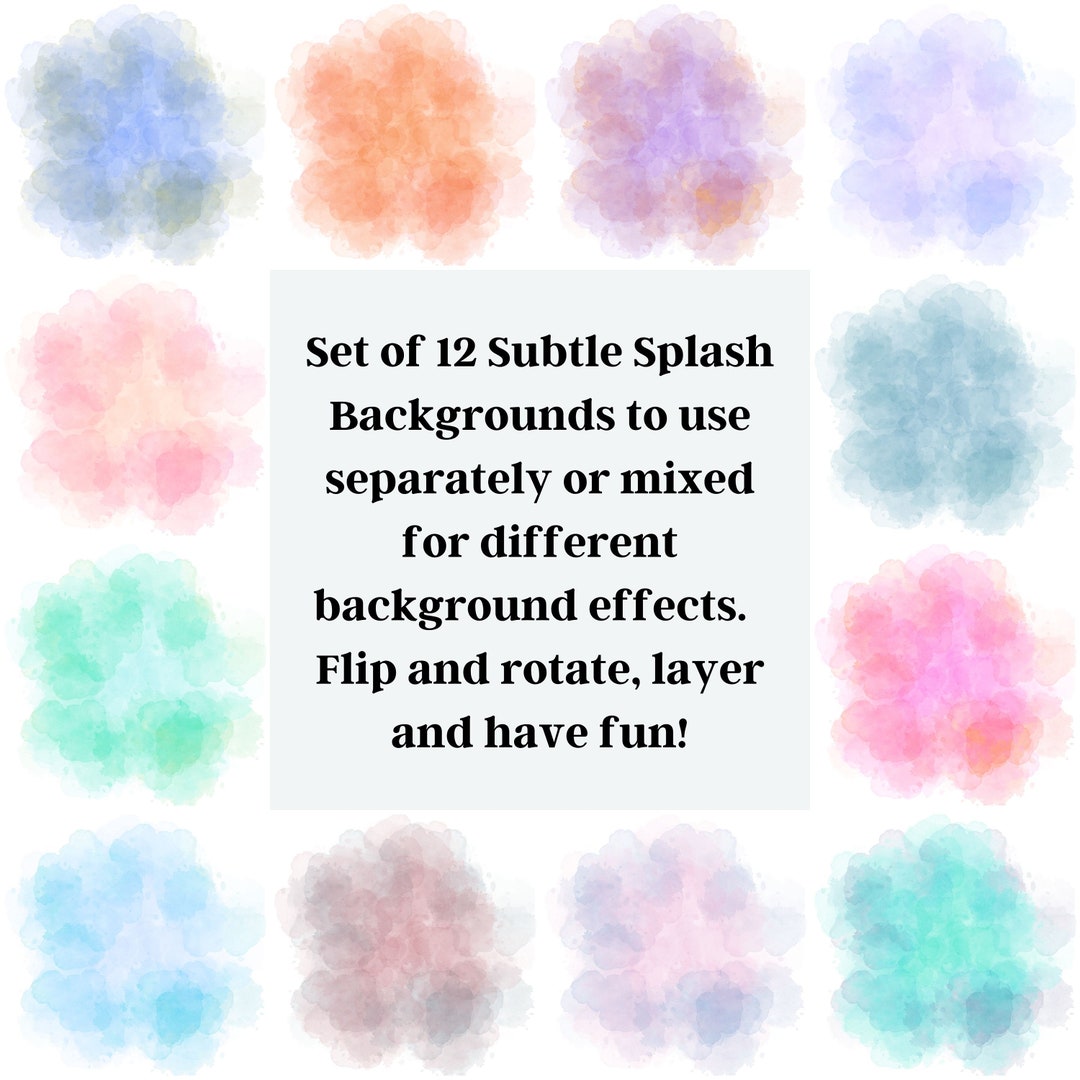 Watercolor Splash Backgrounds: Subtle PNG Clipart (commercial Use) - Etsy