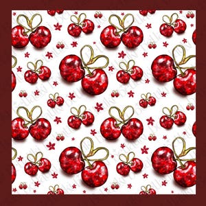Blüten Kirschen Digitales Papier Hochwertiger Digitaldruck Rote Früchte Kunstwerk Download PNGs für Sublimation, Kartenherstellung, Druck und Kunsthandwerk