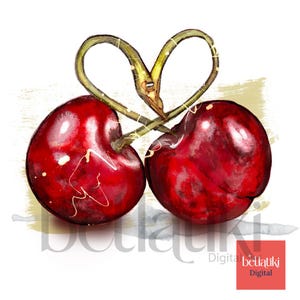 Kringel Kirschen Hochwertiger Digitaldruck Rote Früchte Kunstwerk Download PNG für Sublimation, Kartenherstellung, Druck, Scrapbooking und Kunsthandwerk