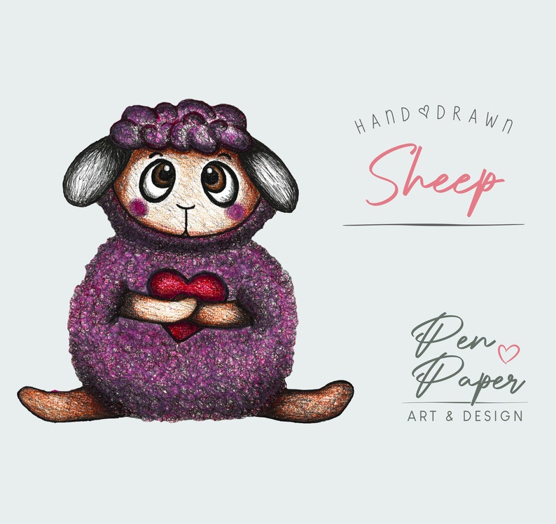Hand Drawn Sheep Printable PNG Clipart Farm Animal/ Sheep Downloadable ...
