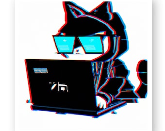 Algorithmic HACKER HOODED CAT sticker on a cute limited edition sticker