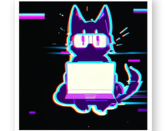 Algorithmic hacker cat on a cute limited edition sticker