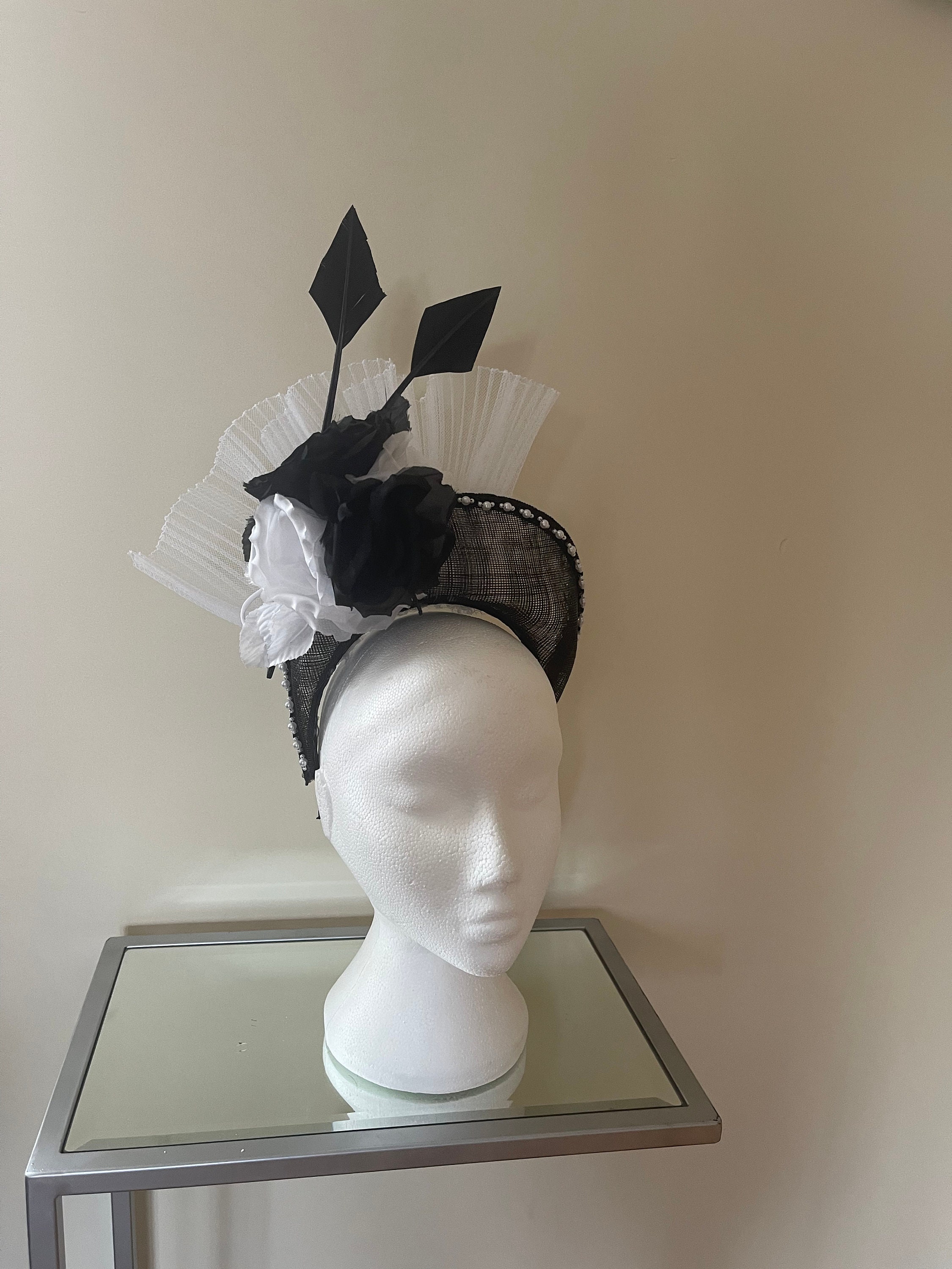 Black and White Fascinator. Bespoke and 