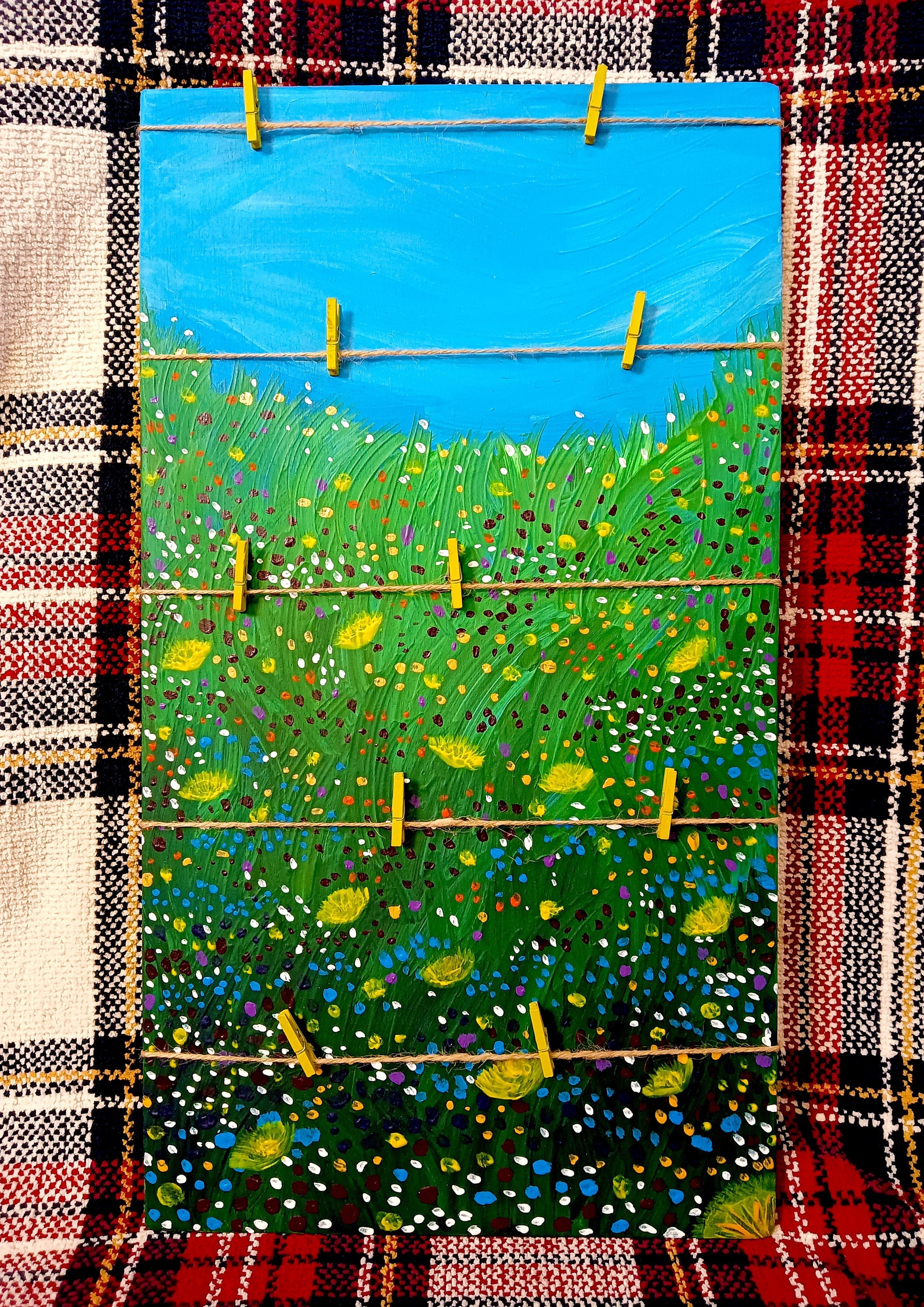 Pêle-Mêle de Pâques Objet Déco Cadre Photos Fleurs Printemps Peinture sur Bois Produit Artisanal Déc