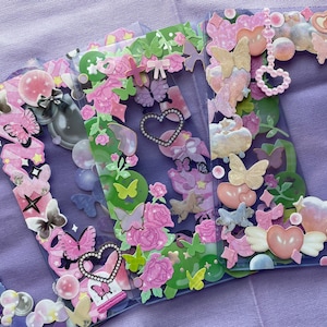 decorated toploaders, k-pop deco, kpop photocard toploader, photocard holder, kpop, deco, deco stickers, stationary, bts kpop