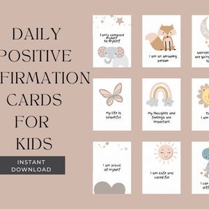 Cartes d'affirmation positive pour enfants | Lot de 33 cartes d'encouragement imprimables pour enfants | PDF | Téléchargement numérique