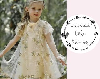 Gold Stars Sequin Tulle Dress Girl