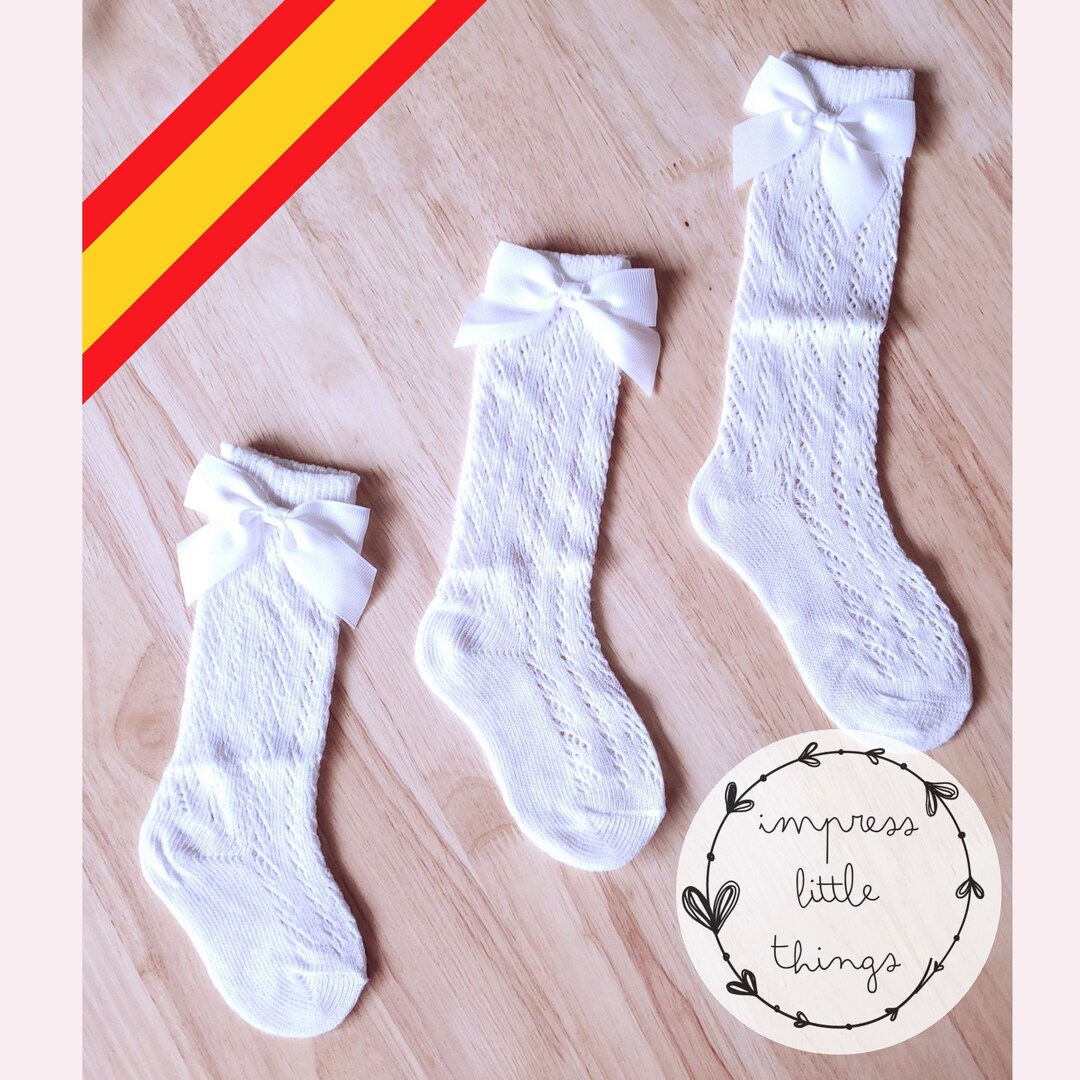 Classic Spanish Socks, Knee High Spanish Socks, Baby Spanish Socks, First Communion Socks, White ...