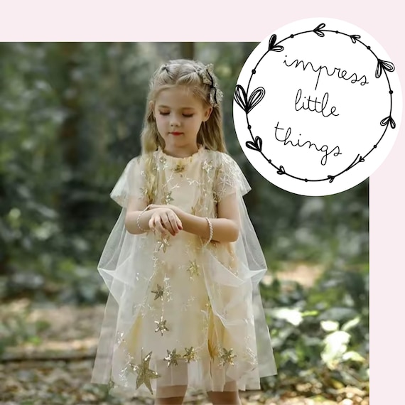 Gold Stars Sequin Tulle Dress Girl