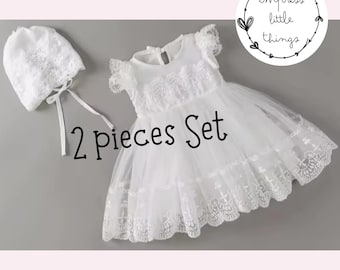 Baptism Dress Set, Adjustable Baptism Dress, Baptism Girl Outfit, Baby Christening Gown Dress, Christening Baptism Dress