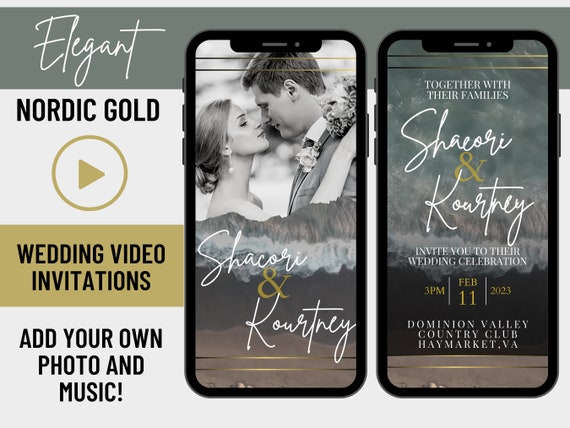 Electronic Mobile Wedding Video Invitation, Animated Card, Nordic Digital Wedding Invitation, Custom Wedding Invite, Electronic Invitation
