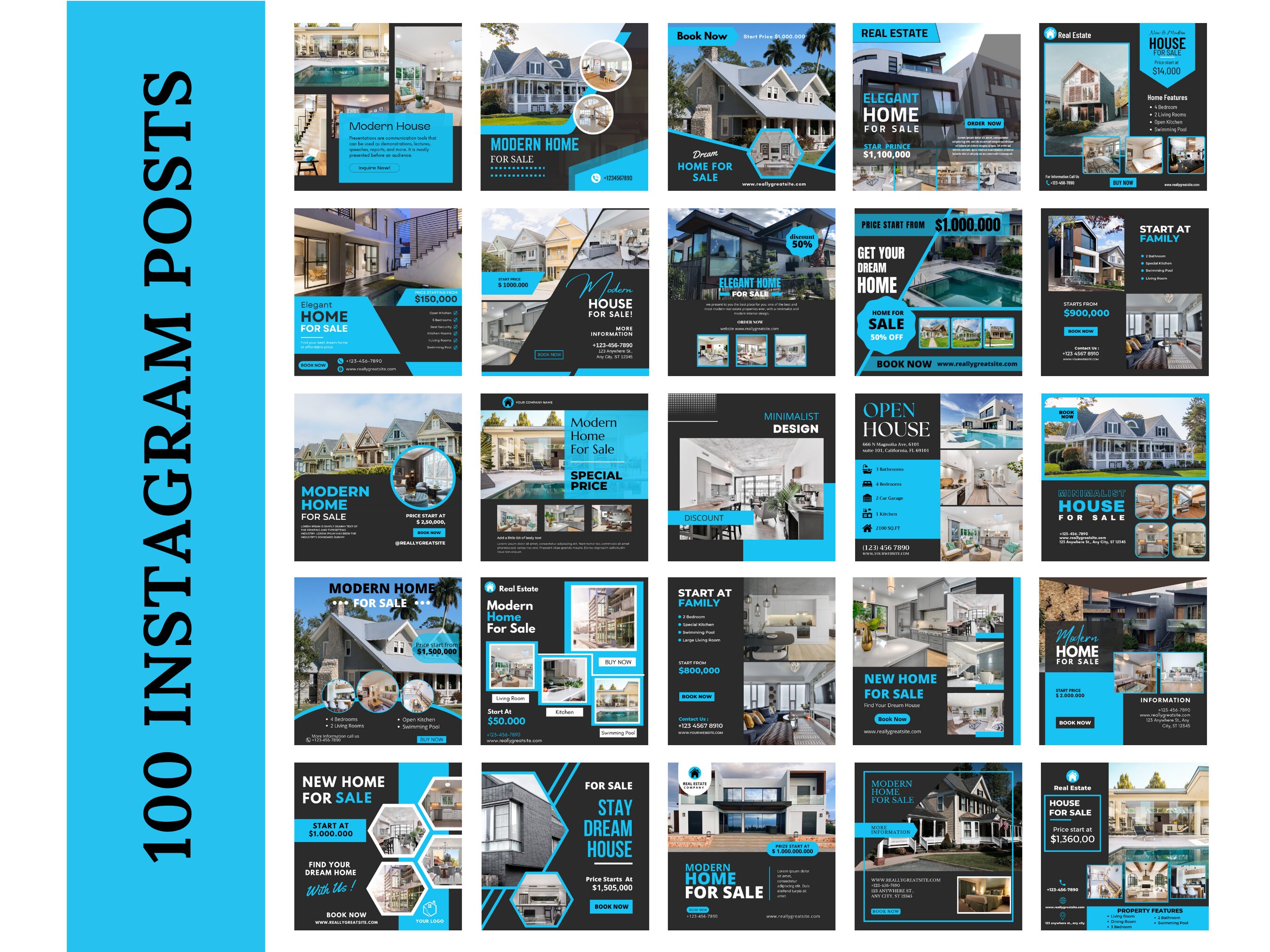 300 Blue Real Estate Instagram Template Real Estate - Etsy
