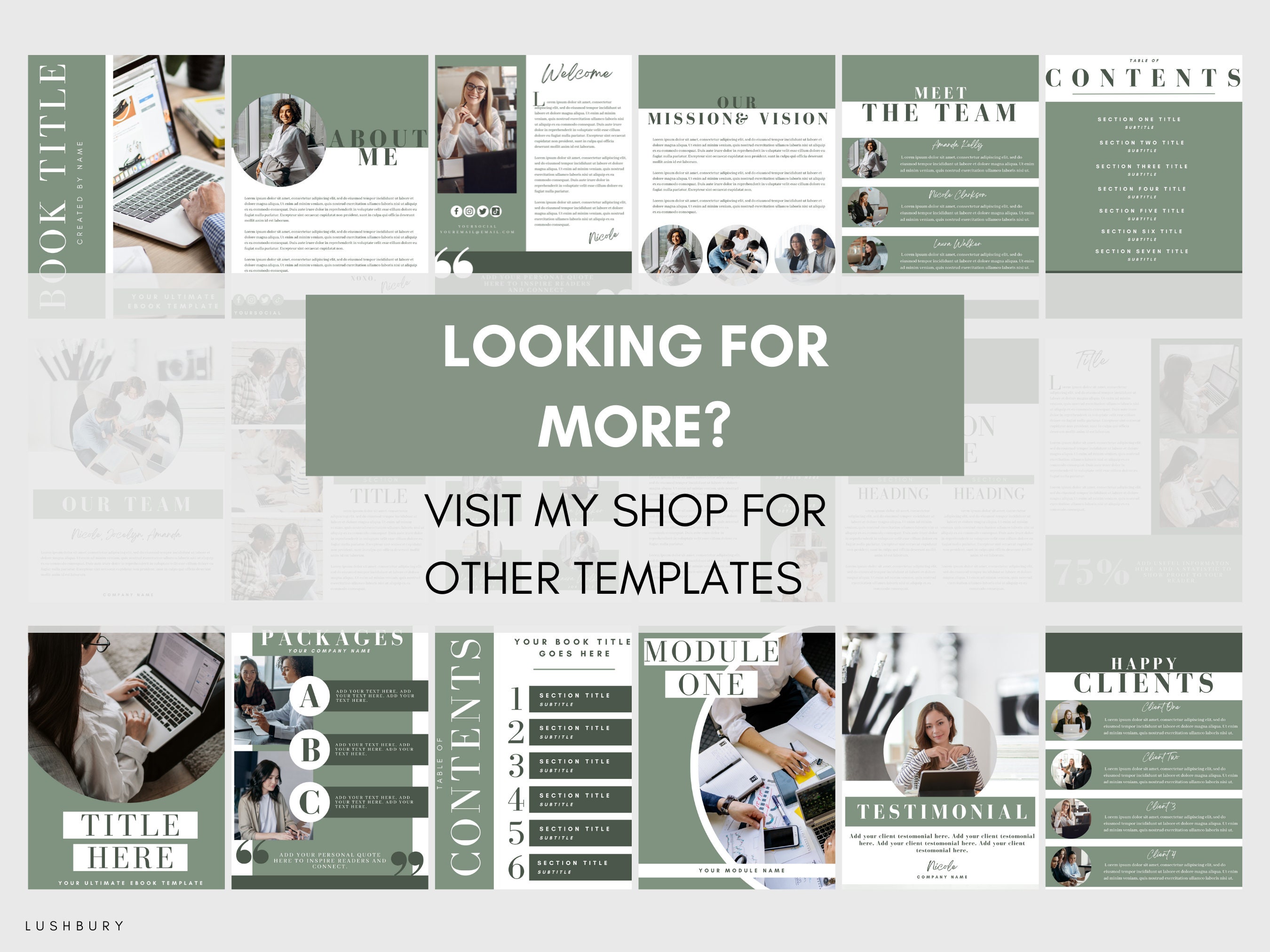 100 Green Workbook Template Canva, Ebook PDF, Workbook Printable ...