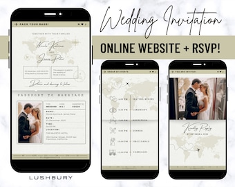 Online Passport Wedding Invitation Mini Website & RSVP, Digital Wedding Website, Online RSVP and Schedule, Electronic Mobile Invite