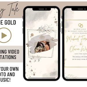 Invitation vidéo de mariage avec musique, carte animée, invitation de mariage numérique, invitation électronique modifiable personnalisée, e-vite de mariage