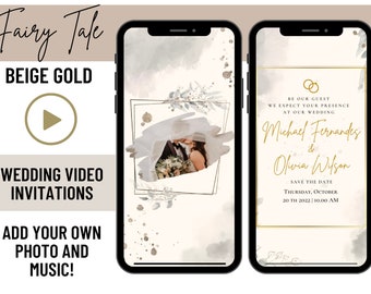 Wedding Video Invitation With Music, Animated Card, Digital Wedding Invitation, Custom Editable Electronic Invitation, Wedding E-vite