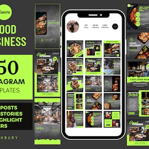 150 Instagram Post Templates For Restaurant, Canva Template, Editable Restaurant Instagram Post, Food Instagram, Food Business Marketing