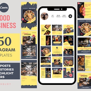 150 Instagram Post Templates For Restaurant, Canva Template, Editable Restaurant Instagram Post, Food Instagram, Food Business Marketing