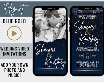 Blue Wedding Video invitation, Video wedding invitation, Digital Wedding Invitation, Save the date Cards, Digital Evite