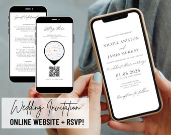 MUSICAL Simple Minimalist Digital Wedding Invitation & RSVP - Mini Wedding Website - Electronic Mobile Invite - Online RSVP