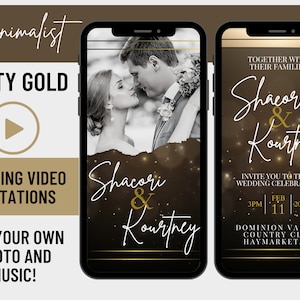 Invitación de video de boda, tarjeta animada de boda, mensaje de texto electrónico digital, invitación de boda personalizada, video personalizado Evite