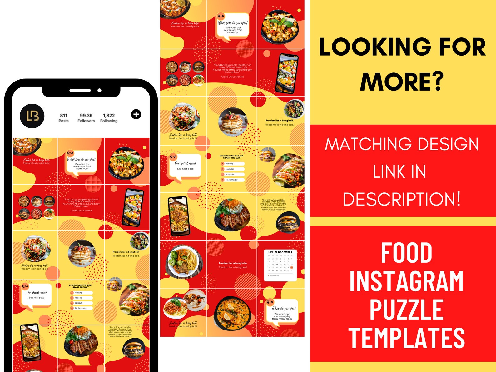 150 Animated Instagram Post Templates for Restaurant Red Food Etsy