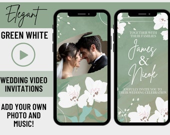 Floral Wedding Video Invitation With Music, Animated Card, Digital Wedding Invitation, Custom Editable Wedding Invite, Electronic Invitation