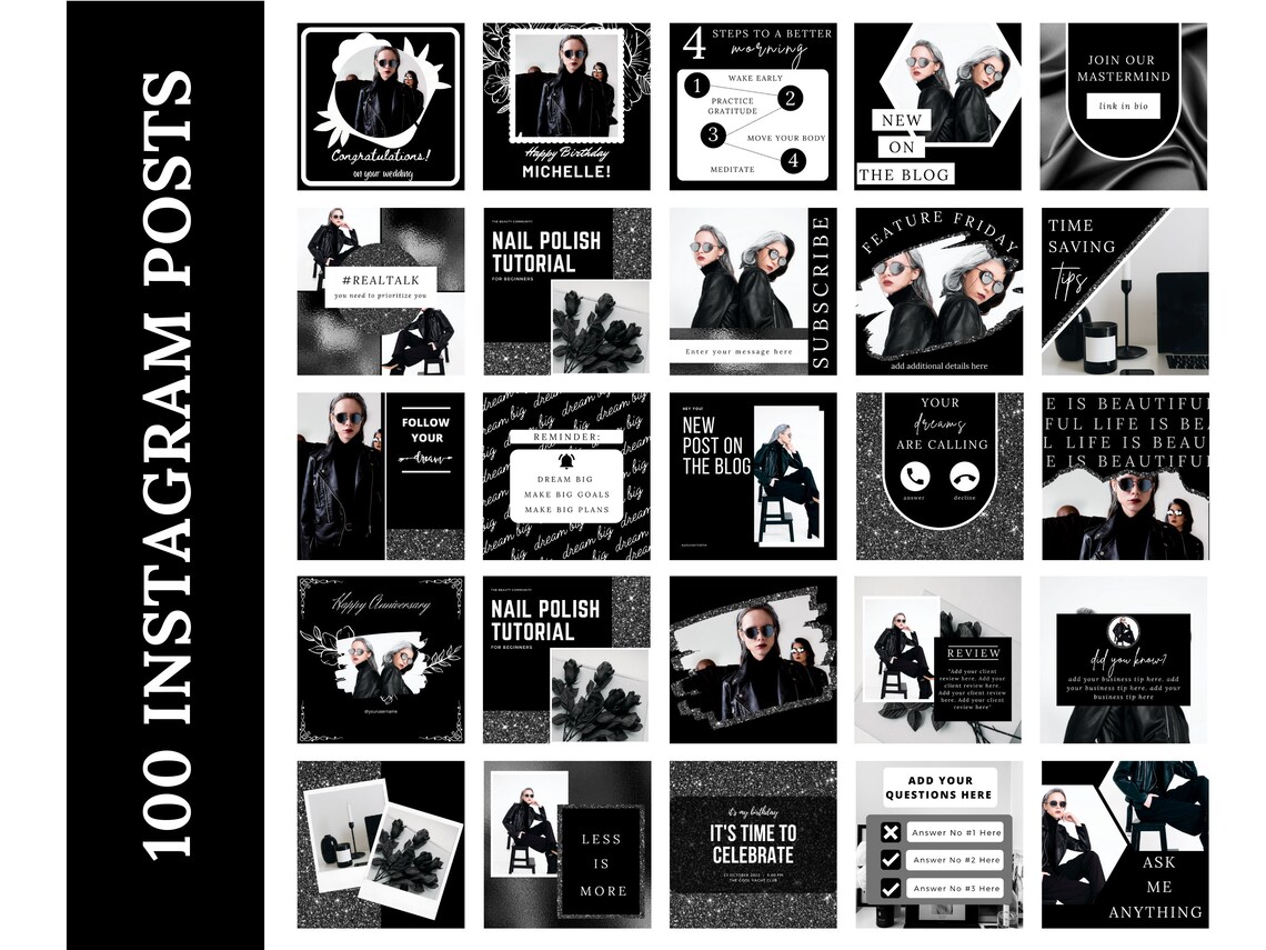 350 Black & White Instagram Templates | Black Social Media Templates ...