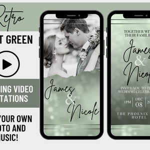 Soft Green Wedding Video Invitation, Animated Invitation Card, Digital Wedding Invite, Custom Wedding Invite, Electronic Invitation, E-Card