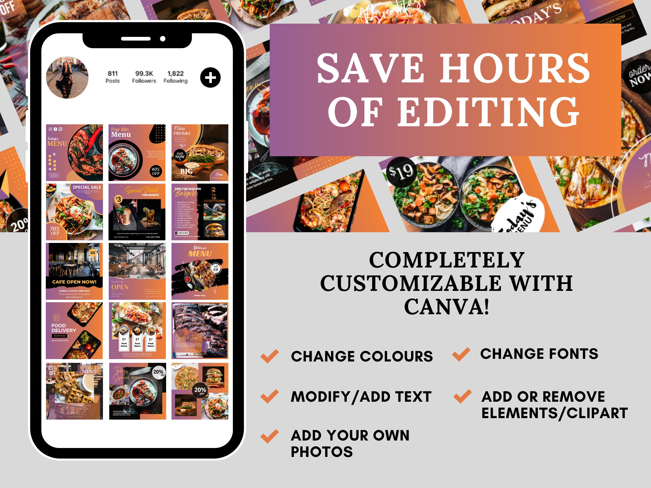 420 Animated Instagram Post Template for Restaurant, Orange Food