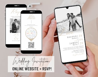 Minimalist Wedding Invitation With Music - Mini Wedding Website - Electronic Mobile Invite - Wedding Invitation