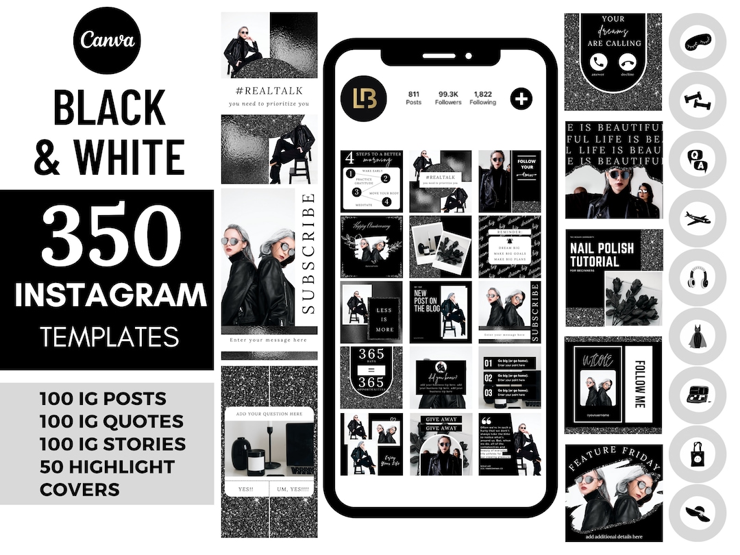 350 Black & White Instagram Templates | Black Social Media Templates ...