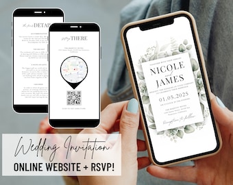 RSVP Digital Save The Date - Convite de casamento com música - Mini site de casamento - Convite eletrônico para celular - Convite de casamento com vegetação