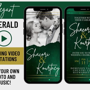 Smaragd Hochzeit Video Einladung, Video Hochzeitseinladung, Hochzeitseinladung Video, Digitale Hochzeitseinladung, Digitale Evite