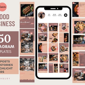 150 Instagram Post Templates For Restaurant, Canva Template, Editable Restaurant Instagram Post, Food Instagram, Food Business Marketing