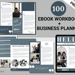 100 Workbook Template Canva Ebook, Ebook PDF, Workbook Printable, Business Planner, Lead Magnet, Course Creator, Influencer Media Kit