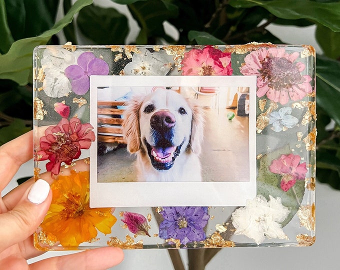 Pressed Flower Photo Frame With LARGE WIDE Instant Print Resin Gift Idea Mother's Day Friendship