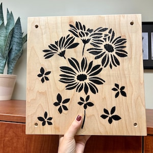 Large Flower Plant Press Wood Press with Stencil Pressed Flowers Gift DIY Hobby Birthday Valentines Day image 2