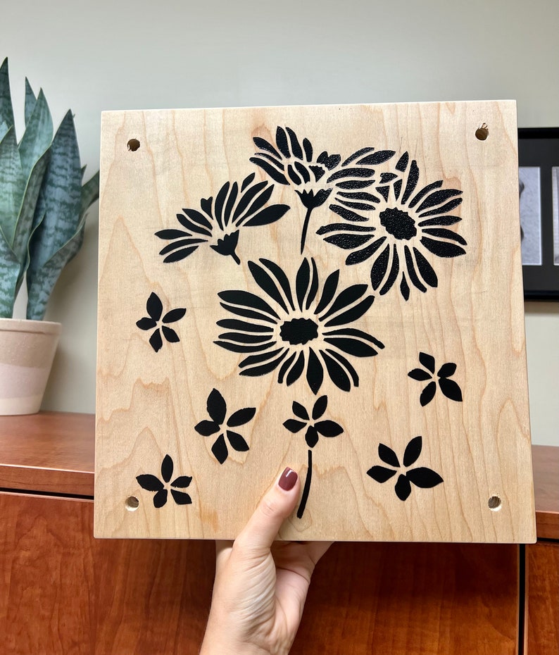 Large Flower Plant Press Wood Press with Stencil Pressed Flowers Gift DIY Hobby Birthday Valentines Day image 2