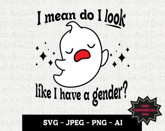 Nonbinary Support SVG, Funny Enby Digital Art, Free Commercial Use, Queer Halloween, Gay Friend Gifts, Spooky Gay PNG, Queer Artist