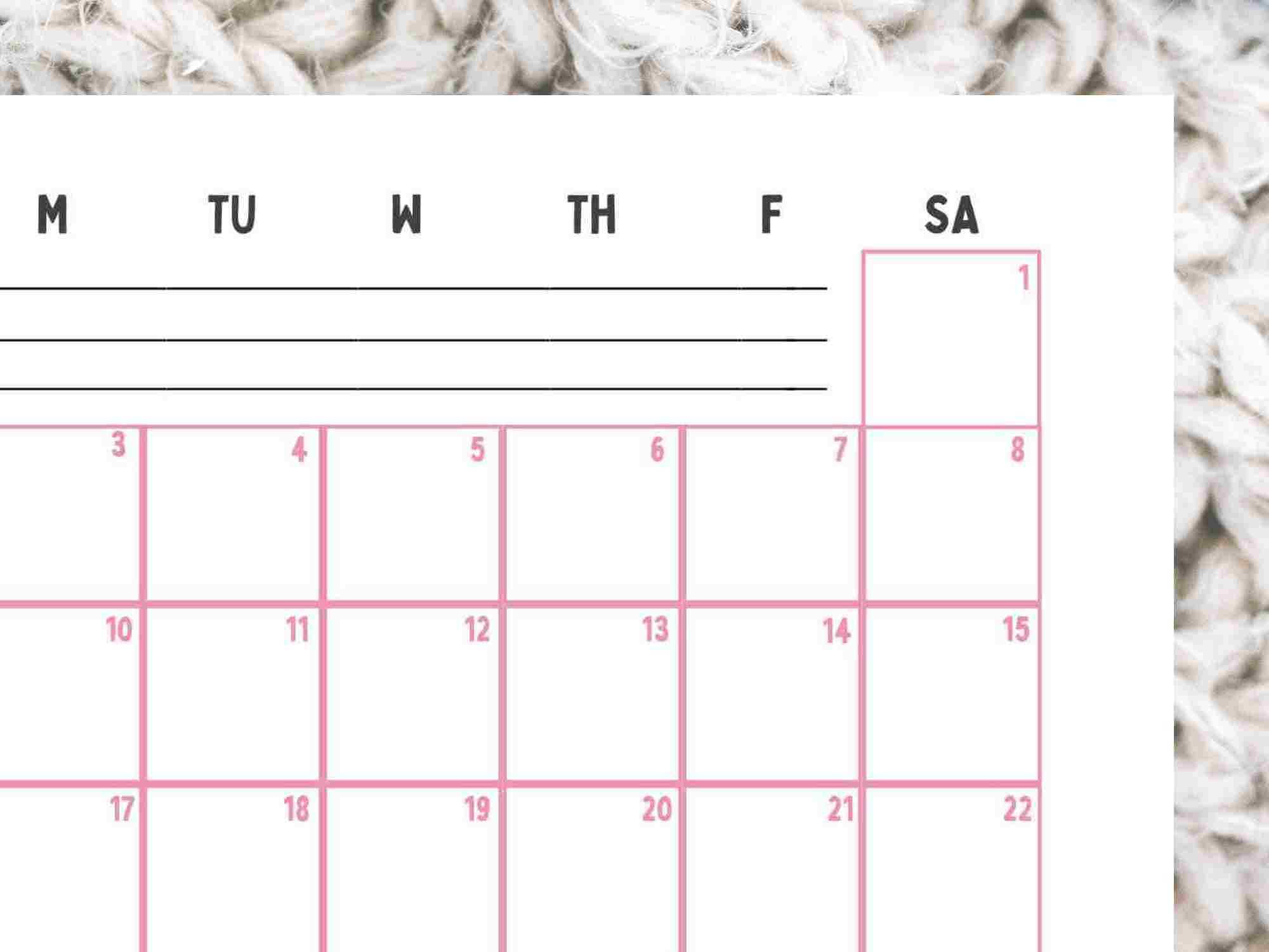Printable July Calendar 2023 in Pink Blossom Style, Pink and Black ...