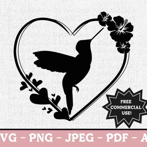 Beija-flor SVG, PNG e outros arquivos, vetor de beija-flor com flores em moldura de coração, clipart de beija-flor, arquivo de corte de beija-flor