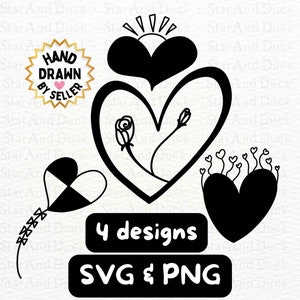 Rose Heart Bundle, Hand Drawn Heart Bundles, Clip Art Bundle, Hand Drawn Heart SVG, Heart Cut File Bundle, Sketch Heart SVG, Heart Card svg