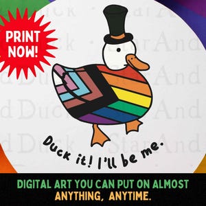 Drapeau arc-en-ciel canard dessiné à la main PNG, JPEG et ai, drapeau de la fierté inclus fichier coupé, graphique fierté LGBTQ, carte de la fierté inclus jpg, canard gay png