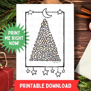 Afdrukbare vrolijke kerstkaart | Afdrukbare wenskaart met fijne feestdagen | Handgetekend | Digitale kerstboomafdrukken | Pastelkleur |Downloadbaar