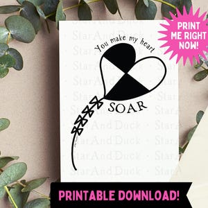 You Make My Heart Soar para imprimir | Cartão de agradecimento para colorir | Cartão de amigo | Cartão de apoio | Dia dos namorados para imprimir | Cartão em branco | Desenhado à mão
